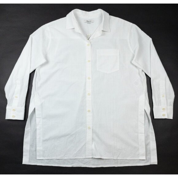 Madewell Oversized Ex-Boyfriend Tunic Shirt Women's Small Solid White NG910 - Picture 1 of 15